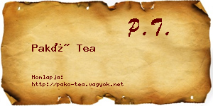 Pakó Tea névjegykártya